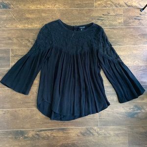 Forever 21 - Lace Inset Blouse - Black - Small